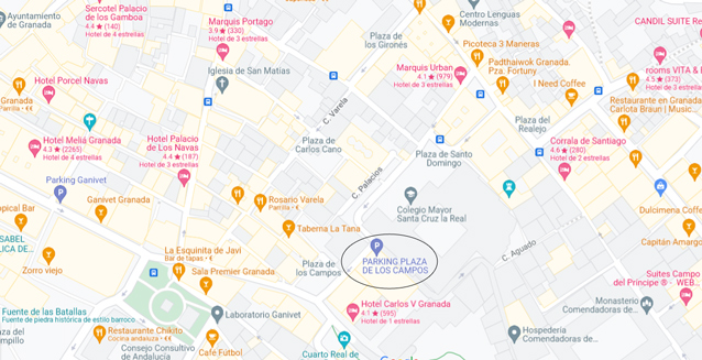 mapa Centro de Granada, Parking Plaza de los Campos